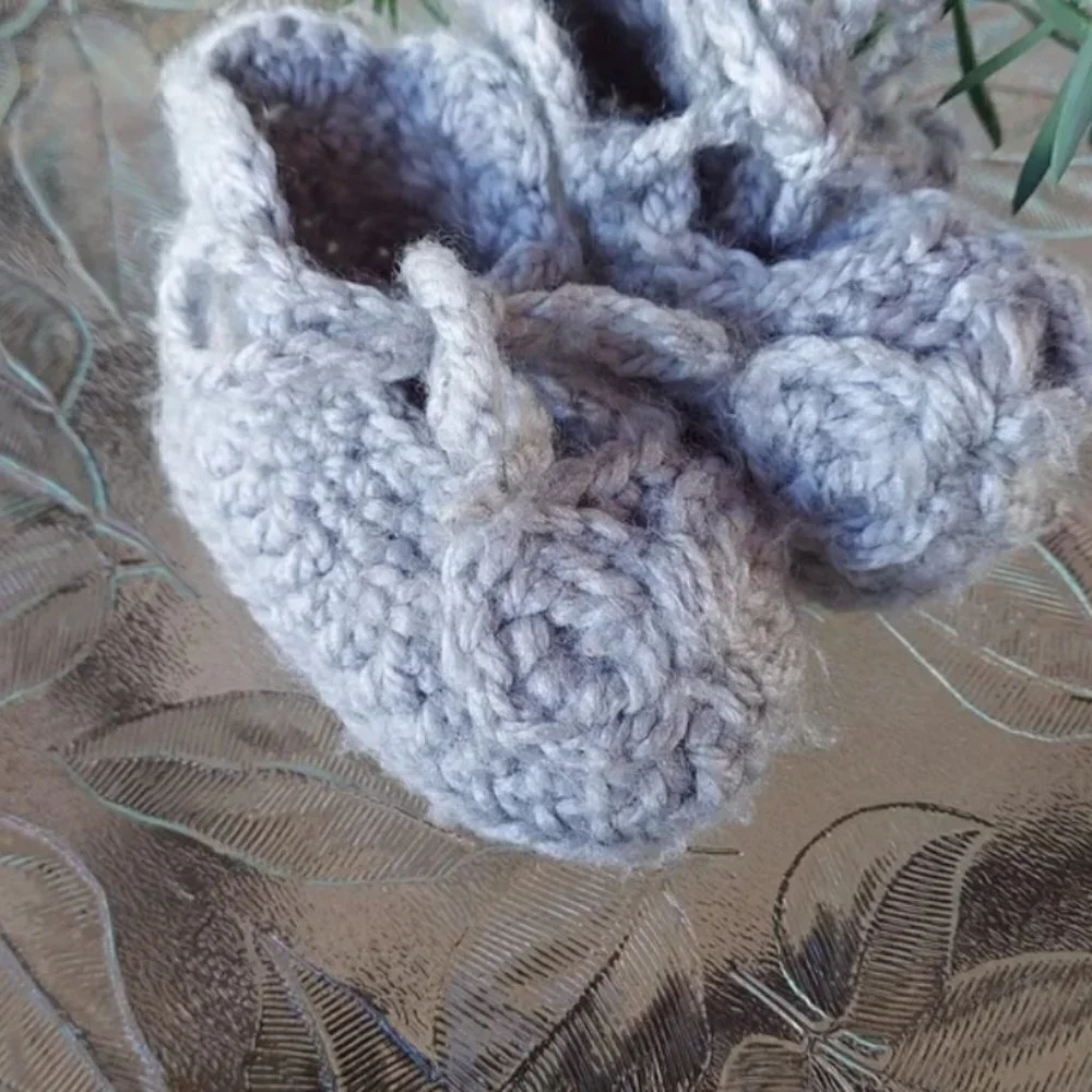 Handmade baby booties.